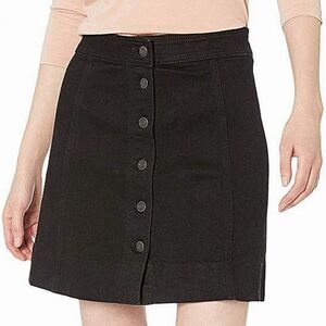 J. Crew Pleated Black Denim Button Mini Skirt